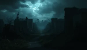 Watch одни из нас онлайн бесплатно in a vivid, post-apocalyptic setting filled with ruined structures and nature reclaiming the earth.