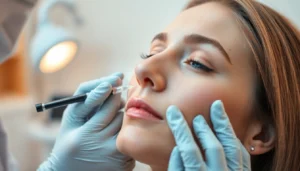 Administering a Botox Behandlung with care, showcasing a tranquil clinic setting and a relaxed patient.