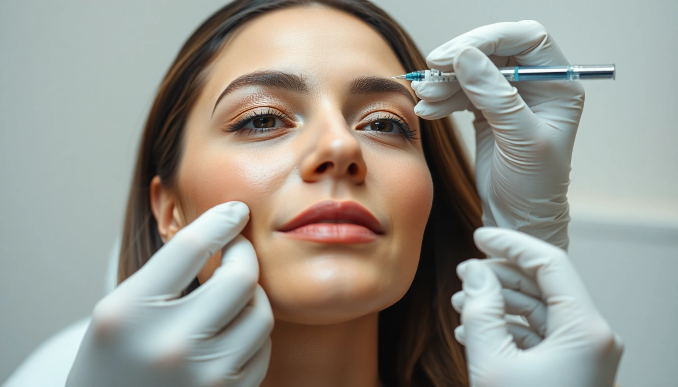 Fachärztliche Botox Behandlung in Zürich: Nahaufnahme der Injektion bei eleganter Klinik-Atmosphäre