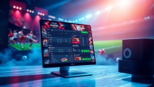 An engaging image of an online betting platform displaying sports events and betting options on a digital device.