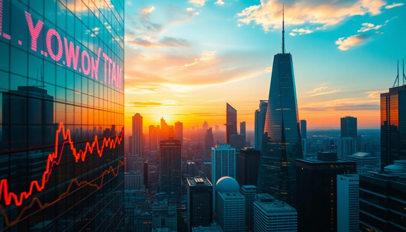 Global Market News updates displayed on digital screens with financial graphs and stock data in